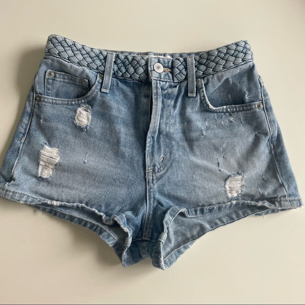 Tularosa Emma Women Size 24 High Rise Dark Wash Button Fly Denim Hot Shorts